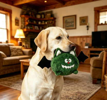 Cute Green Bat Squeaky Plush Dog Toy