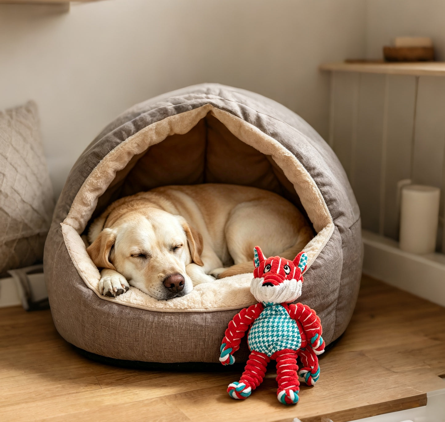 Red Fox Squeaky Rope Doll